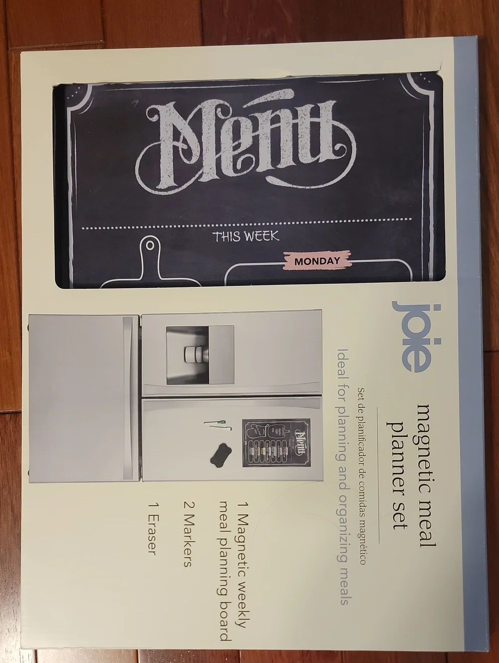 Joie Magnetic Meal Planner Set - Black Chalkboard Style with Cream Frame